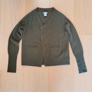J.Crew Dark Olive Green Cashmere Cardigan Sweater - XS